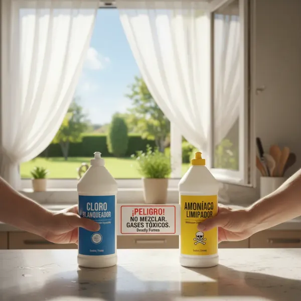Por qué no mezclar cloro y amoníaco: riesgos y qué hacer